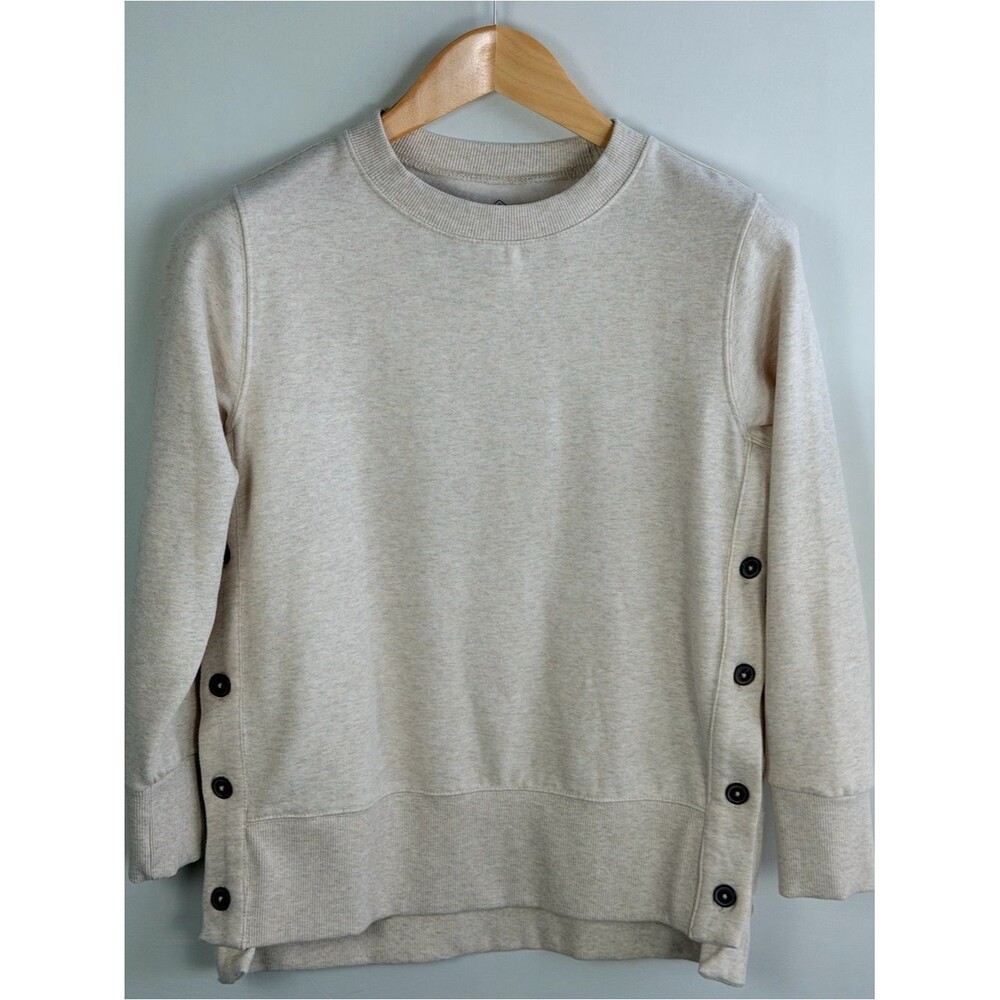 St. John’s Bay Petite Small Oatmeal Button Side Sweatshirt